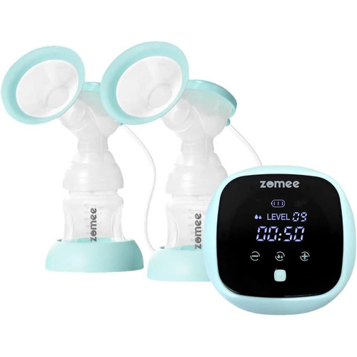 Zomee Z1 Double Electric Breast Pump – portable, rechargeable pump with LCD screen and 9 suction levels